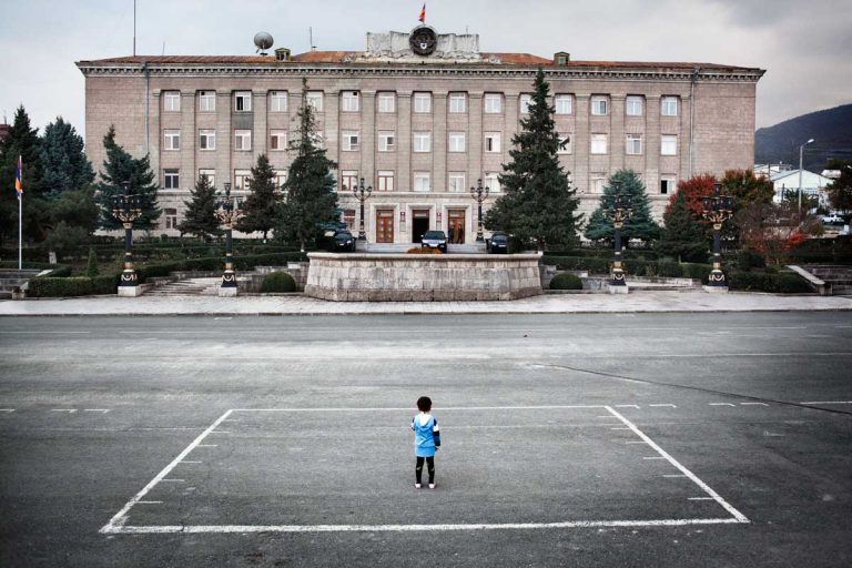 Stepanakert, Nagorno-Karabakh's capital. The building of the de facto President of the Republic. According to international analysts, corruption is one of the main causes of poverty throughout the Caucasus.